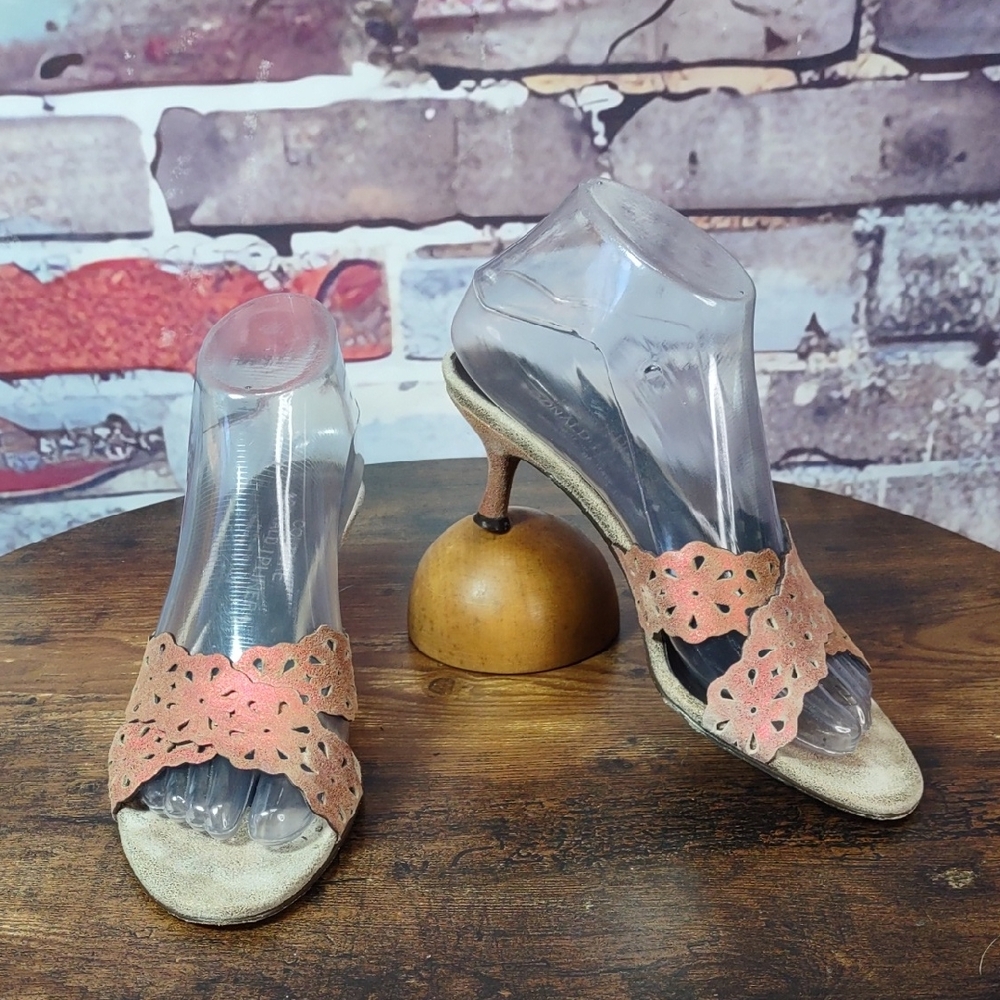 Donald J Pliner Laser Cut Metallic Suede Slides